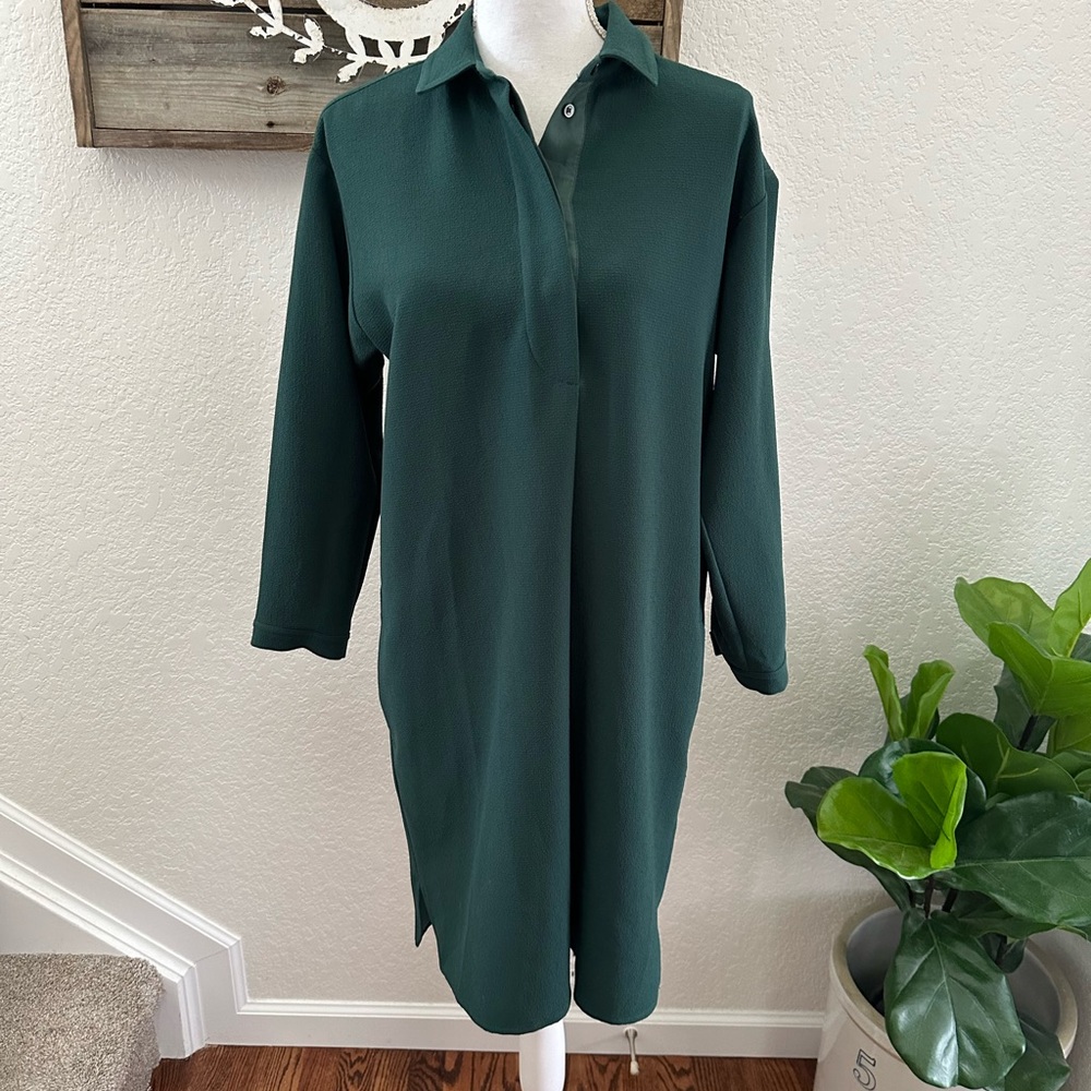 Madewell green textured shirt dress ladies size M